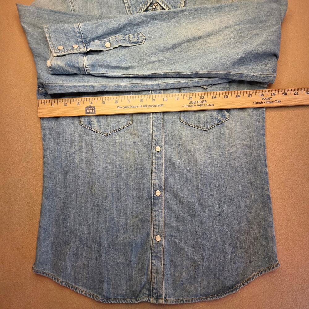 Nili Lotan Travis Western Denim Shirt Light-Wash Pearl Snap Sz Small - Picture 7 of 7